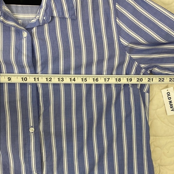 NEW Old Navy The Classic Shirt Blue White Stripe Button Down Cotton Sz Large - Picture 9 of 9